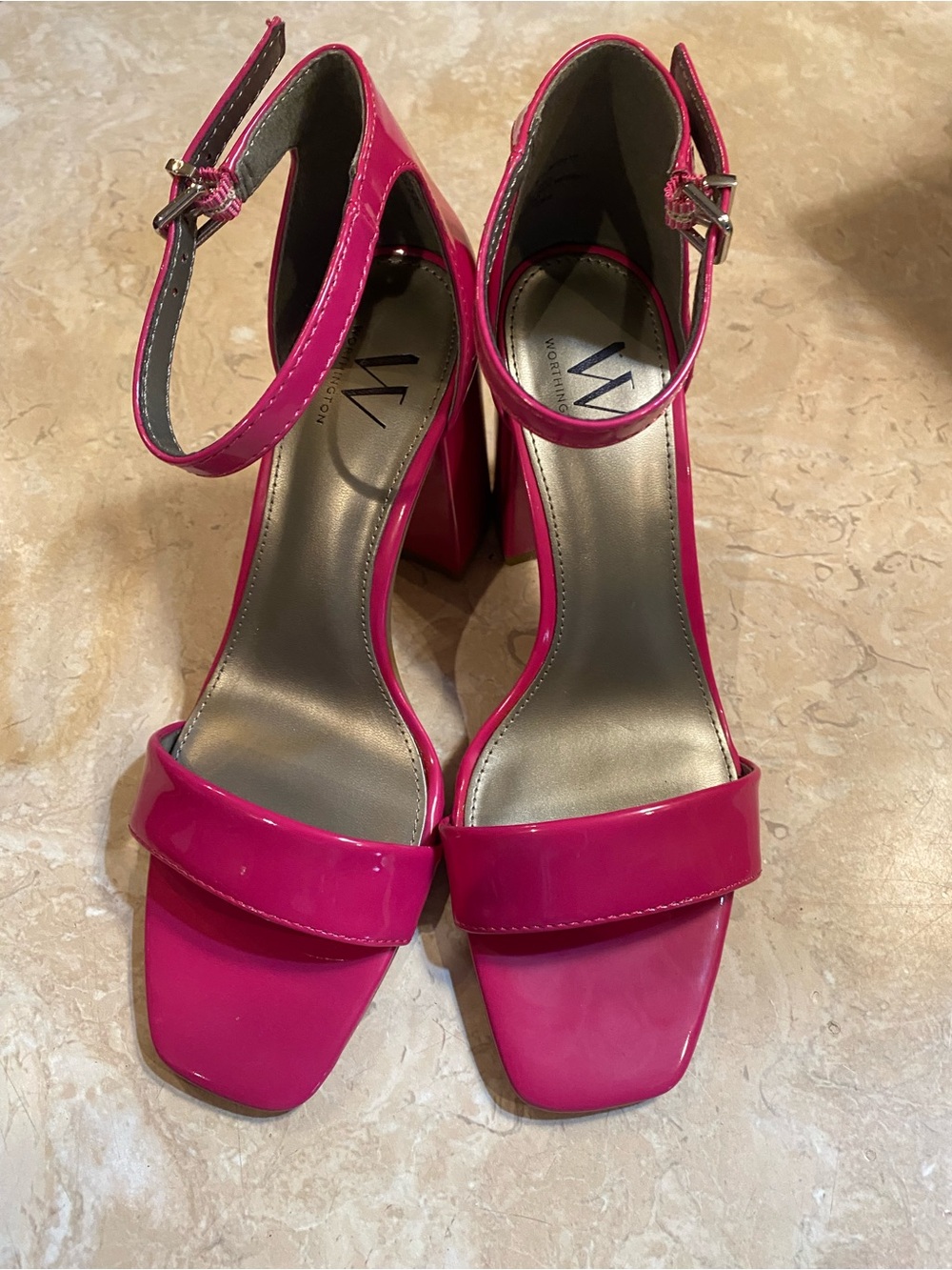 Worthington Fuchsia Patent Block Heel Sandals